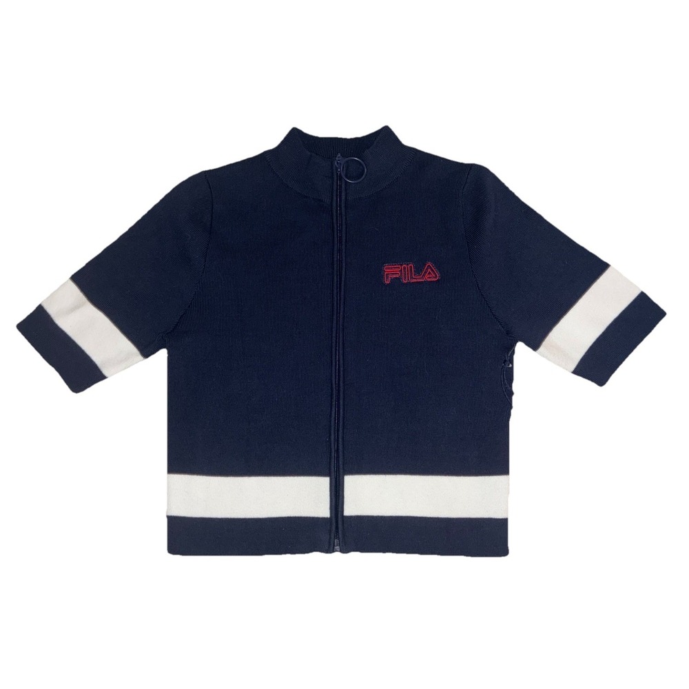 Fila Jacket Women's S Navy White Ida Zip Cardigan Knit Cotton Golf Tennis NEW‎